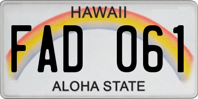 HI license plate FAD061