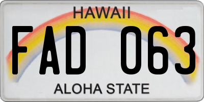 HI license plate FAD063