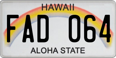 HI license plate FAD064