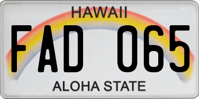 HI license plate FAD065
