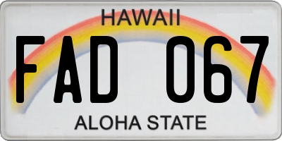 HI license plate FAD067