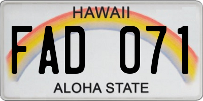HI license plate FAD071