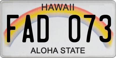 HI license plate FAD073