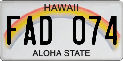 HI license plate FAD074