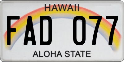 HI license plate FAD077