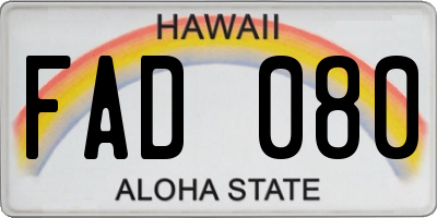 HI license plate FAD080