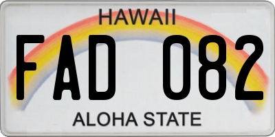 HI license plate FAD082
