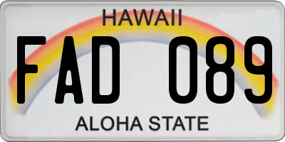 HI license plate FAD089