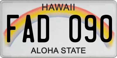 HI license plate FAD090