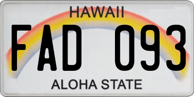 HI license plate FAD093