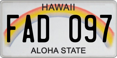 HI license plate FAD097