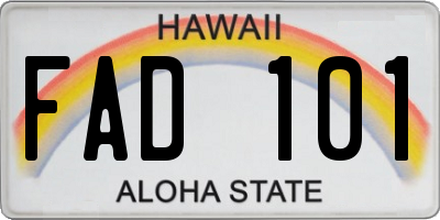 HI license plate FAD101