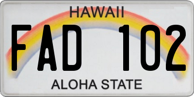 HI license plate FAD102