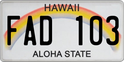 HI license plate FAD103