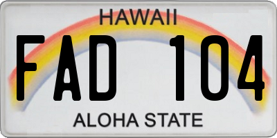 HI license plate FAD104