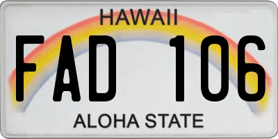 HI license plate FAD106