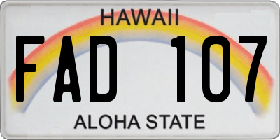 HI license plate FAD107
