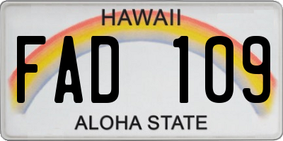 HI license plate FAD109