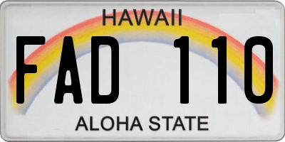 HI license plate FAD110