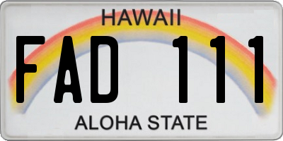 HI license plate FAD111