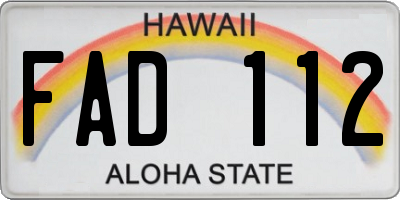 HI license plate FAD112