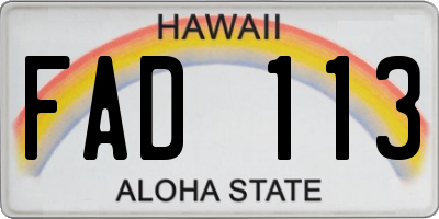 HI license plate FAD113