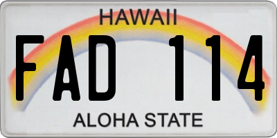 HI license plate FAD114
