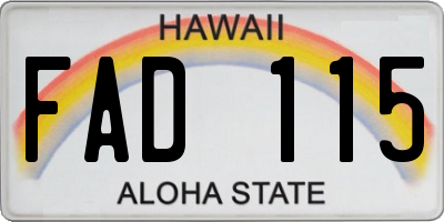 HI license plate FAD115