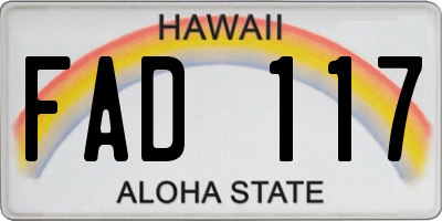 HI license plate FAD117