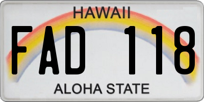 HI license plate FAD118