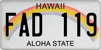 HI license plate FAD119