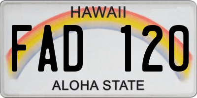 HI license plate FAD120