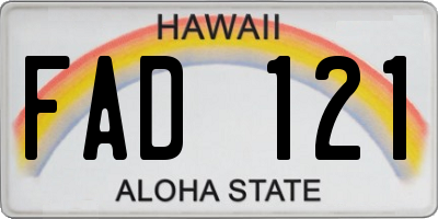 HI license plate FAD121