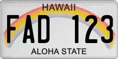 HI license plate FAD123