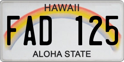 HI license plate FAD125