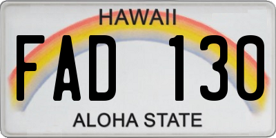 HI license plate FAD130