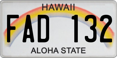 HI license plate FAD132