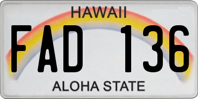 HI license plate FAD136