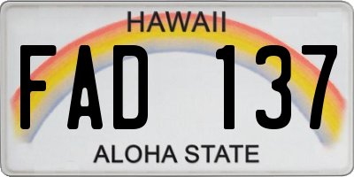 HI license plate FAD137