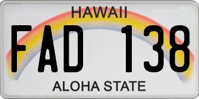 HI license plate FAD138