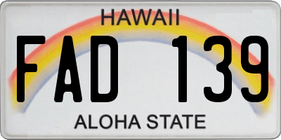 HI license plate FAD139