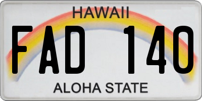 HI license plate FAD140