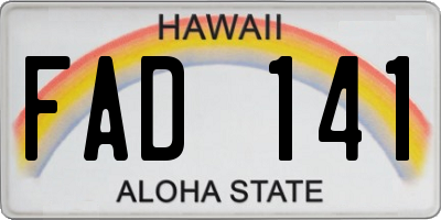 HI license plate FAD141