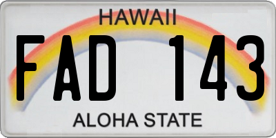 HI license plate FAD143
