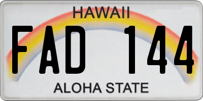 HI license plate FAD144