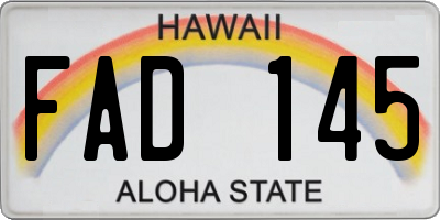 HI license plate FAD145
