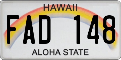 HI license plate FAD148