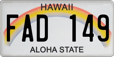 HI license plate FAD149