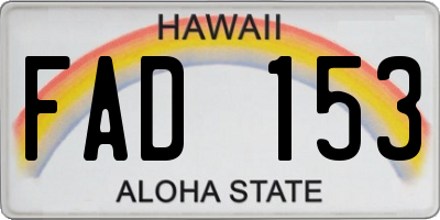 HI license plate FAD153