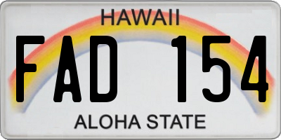 HI license plate FAD154